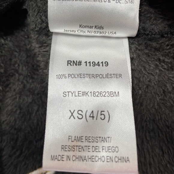 Komar Kids Batman XS (4/5) Robe Black Gold Polyester Pile Hooded Tie Belt - Picture 4 of 8